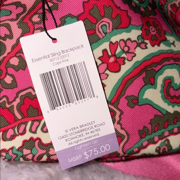 Vera Bradley Essential Sling Backpack Capri Pink - Picture 2 of 5